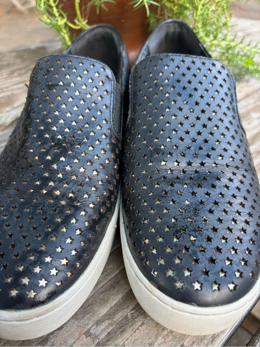 Michael Kors Black Star-Perforated Slip-On Flats